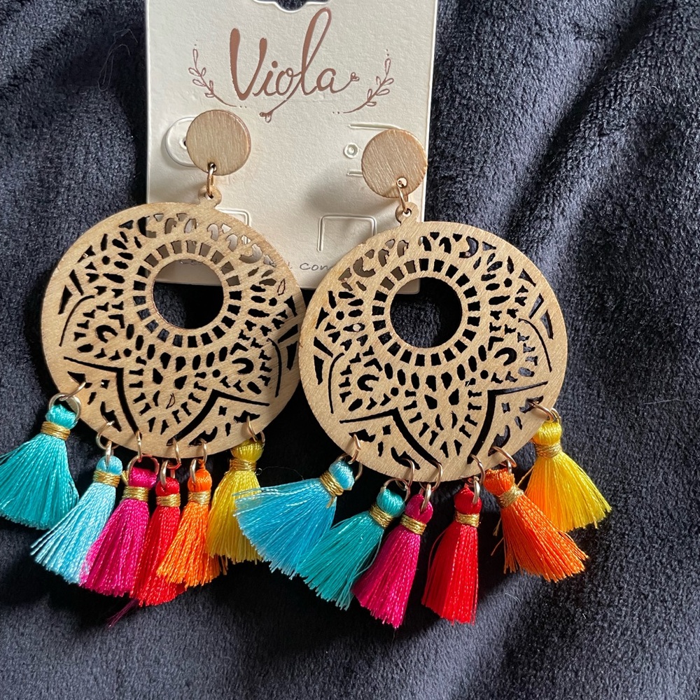 Colorful & wooden earrings